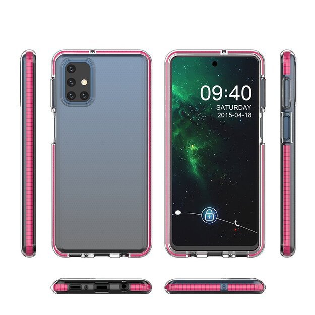 Spring Case clear TPU gel protective cover with colorful frame for Samsung Galaxy M31s light pink 3