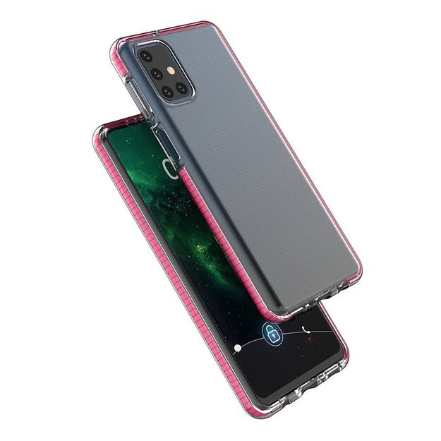 Spring Case clear TPU gel protective cover with colorful frame for Samsung Galaxy M31s light pink 1