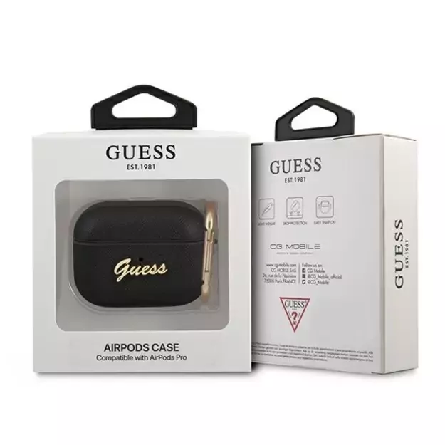 Guess GUAPSASMK AirPods Pro cover black/black Saffiano Script Metal Collection 2
