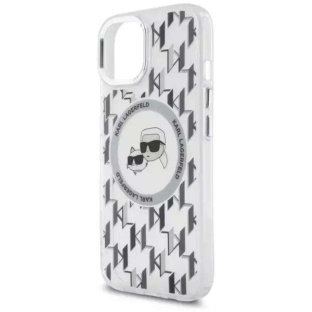 Karl Lagerfeld IML Monogram Karl &amp  Choupette Head MagSafe iPhone 15 Case - Clear 5