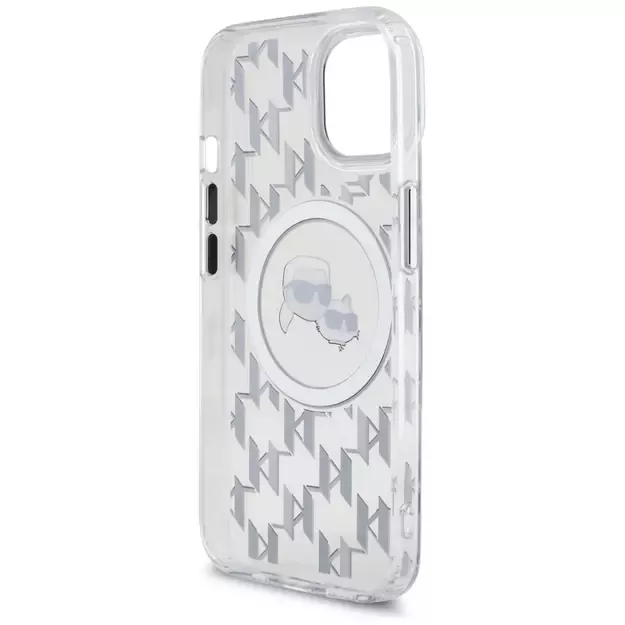 Karl Lagerfeld IML Monogram Karl &amp  Choupette Head MagSafe iPhone 15 Case - Clear 6