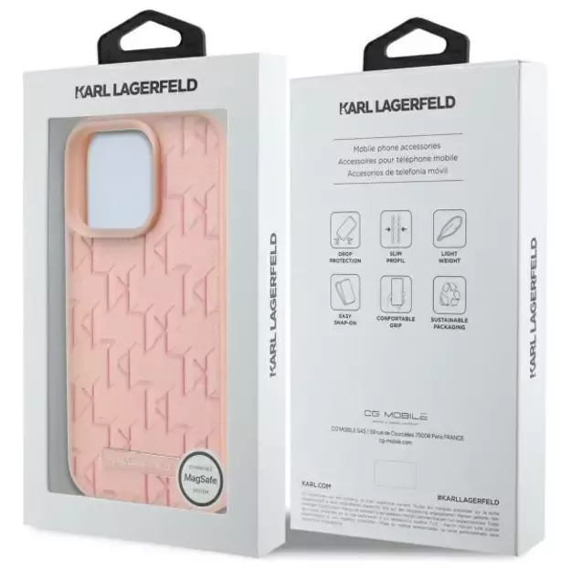 Karl Lagerfeld Hot Stamp Magsafe iPhone 16 Pro Case - Pink 7
