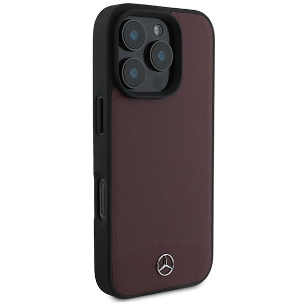 Mercedes Textured And Plain Leather MagSafe case for iPhone 16 Pro - red 1