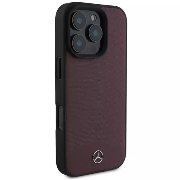 Mercedes Textured And Plain Leather MagSafe case for iPhone 16 Pro - red 4