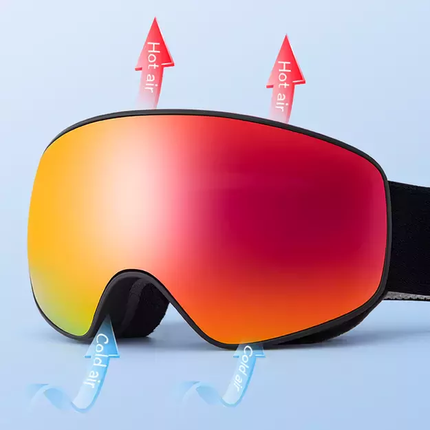 Qunature Black Ski Goggles Kids (Size M/L) - Black 23