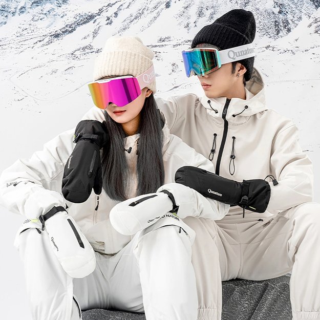 Qunature Full Length Ski Gloves Size L - Light Brown 3