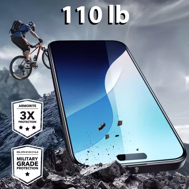 ESR Armorite Tempered Glass for iPhone 16 with Applicator - with Black Frame 4