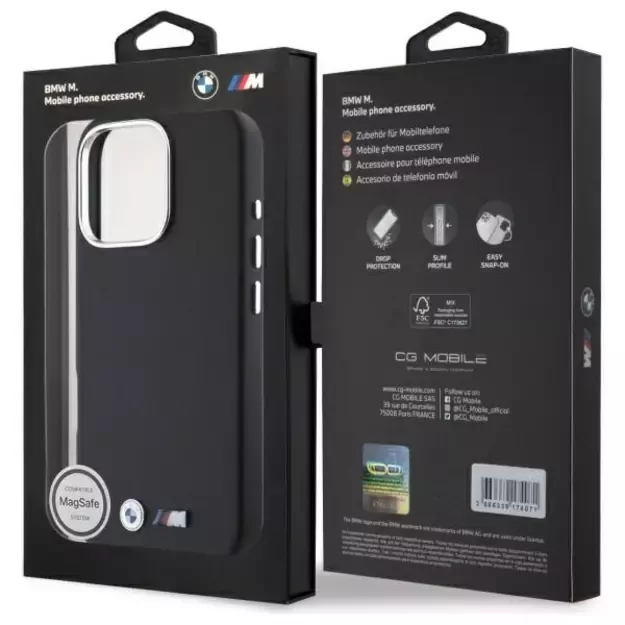 BMW M Smooth Full Wrapped Metal MagSafe Case for iPhone 16 Pro Max - Black 14