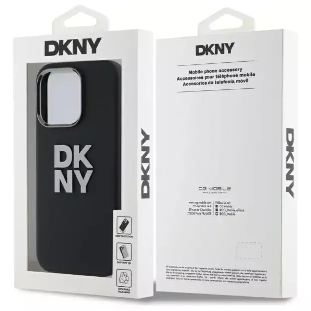 DKNY Liquid Silicone Metal Logo iPhone 16 Pro Case - Black 2
