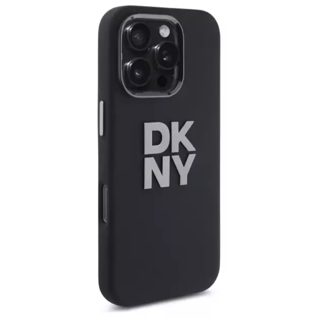 DKNY Liquid Silicone Metal Logo iPhone 16 Pro Case - Black 12