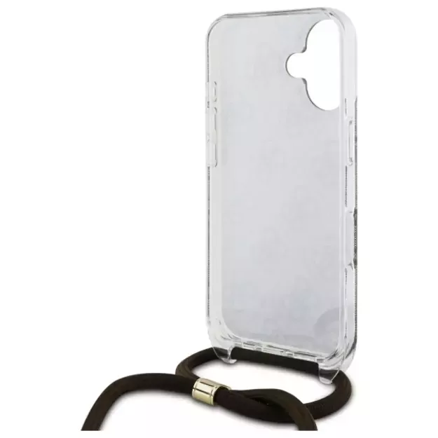 Guess Crossbody Cord 4G Print Case with Lanyard for iPhone 16 - Brown 11