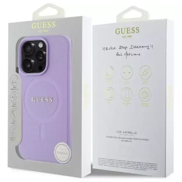 Guess Saffiano MagSafe case for iPhone 16 Pro - purple 14