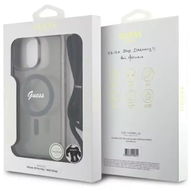 Guess Crossbody Cord Script MagSafe Case for iPhone 16 Pro Max - Black 6