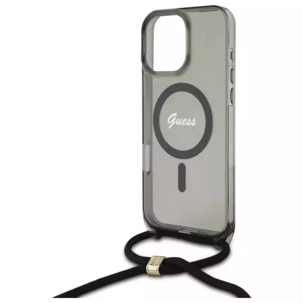 Guess Crossbody Cord Script MagSafe Case for iPhone 16 Pro Max - Black 4