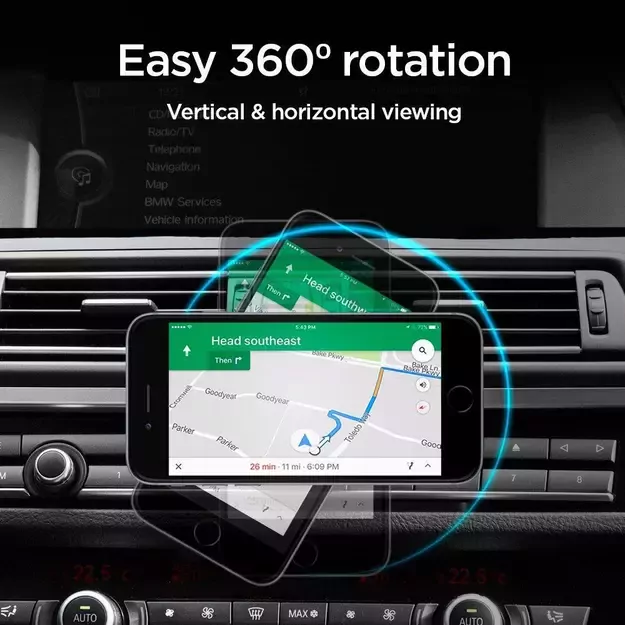 Spigen QS24 phone holder for CD slot in car magnetic - black 22