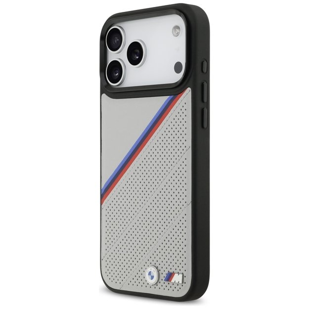 BMW M Tricolor Metal Logo MagSafe Case for iPhone 17 Pro Max - Gray 1