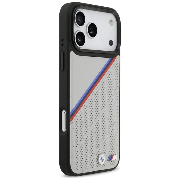 BMW M Tricolor Metal Logo MagSafe Case for iPhone 17 Pro Max - Gray 3