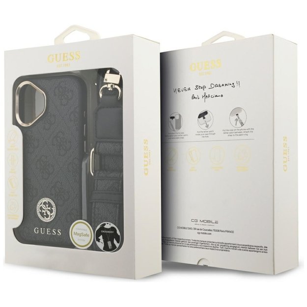 Guess 4G Strass Logo &amp  Big Strap Metal Buttons MagSafe Case for iPhone 17 - Black 8
