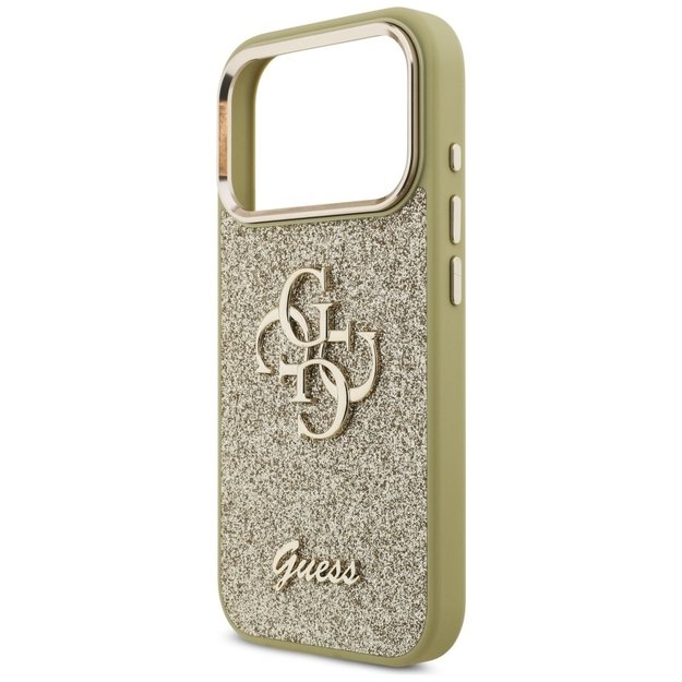Guess Fixed Glitter Big 4G Metal Frame case for iPhone 17 Pro - gold 5