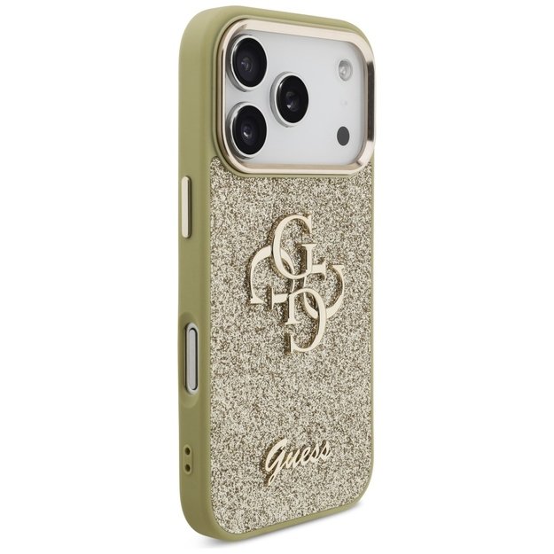 Guess Fixed Glitter Big 4G Metal Frame case for iPhone 17 Pro - gold 3