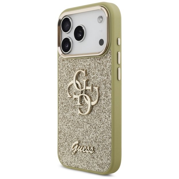 Guess Fixed Glitter Big 4G Metal Frame case for iPhone 17 Pro - gold 1