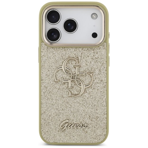 Guess Fixed Glitter Big 4G Metal Frame case for iPhone 17 Pro - gold 2