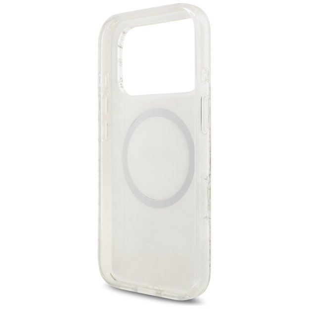 Guess IML Flowers Electro Pearl Strap MagSafe Case for iPhone 17 Pro - White 6
