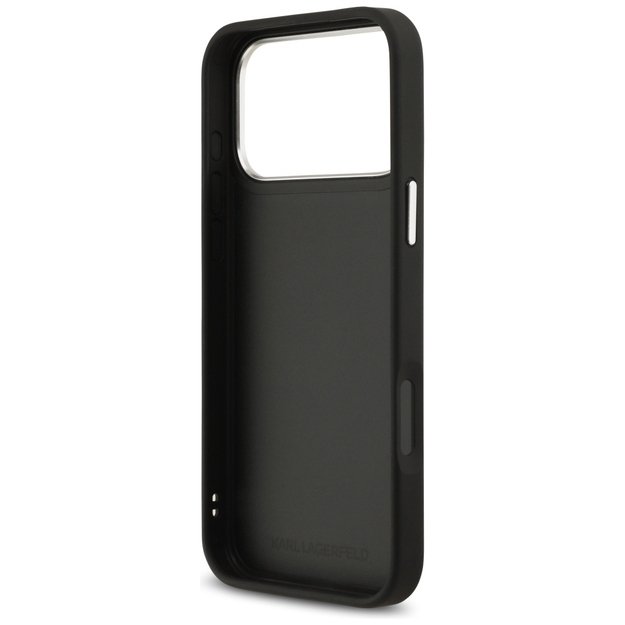 Karl Lagerfeld FW Grained Karl &amp  Choupette Heads Pins &amp  Logo iPhone 17 Pro Max Case - Black 6
