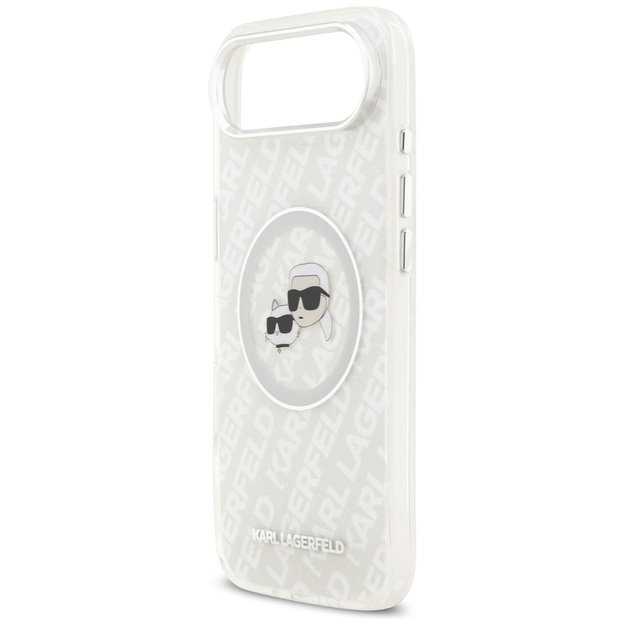 Karl Lagerfeld IML Glitter Karl&amp Choupette Heads Logo MagSafe Case for iPhone Air - Gray 5