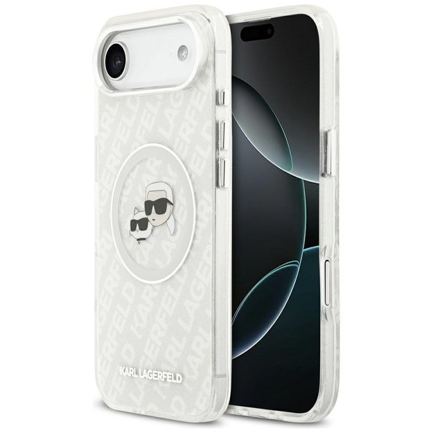Karl Lagerfeld IML Glitter Karl&amp Choupette Heads Logo MagSafe Case for iPhone Air - Gray