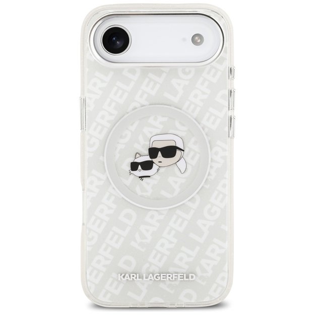 Karl Lagerfeld IML Glitter Karl&amp Choupette Heads Logo MagSafe Case for iPhone Air - Gray 2