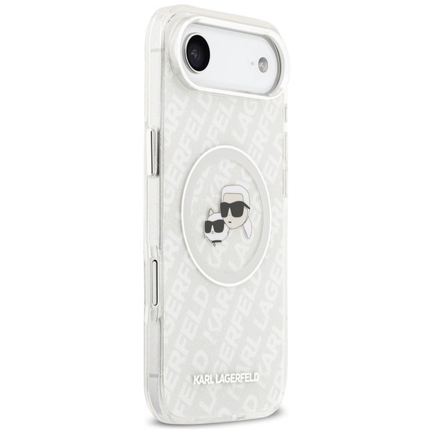Karl Lagerfeld IML Glitter Karl&amp Choupette Heads Logo MagSafe Case for iPhone Air - Gray 3