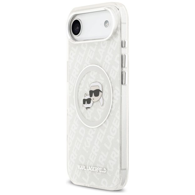 Karl Lagerfeld IML Glitter Karl&amp Choupette Heads Logo MagSafe Case for iPhone Air - Gray 1