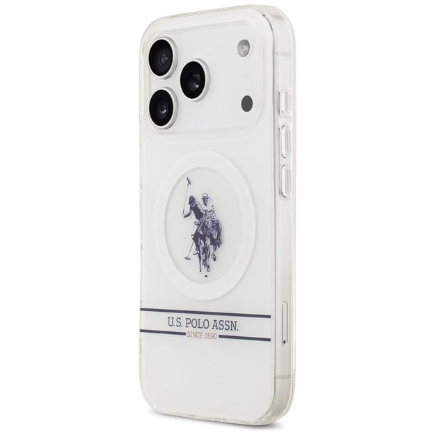 US Polo DH and Bottom Stripe Logo MagSafe Case for iPhone 17 Pro - White 1