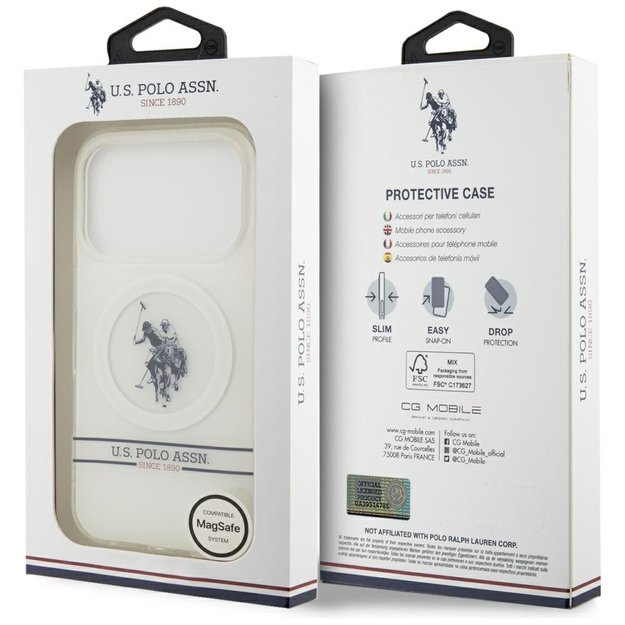 US Polo DH and Bottom Stripe Logo MagSafe Case for iPhone 17 Pro - White 7