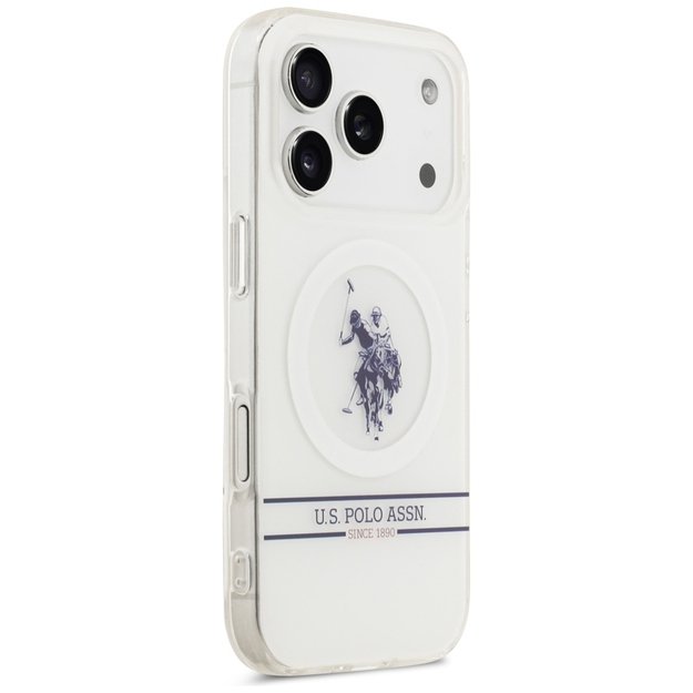 US Polo DH and Bottom Stripe Logo MagSafe Case for iPhone 17 Pro - White 3