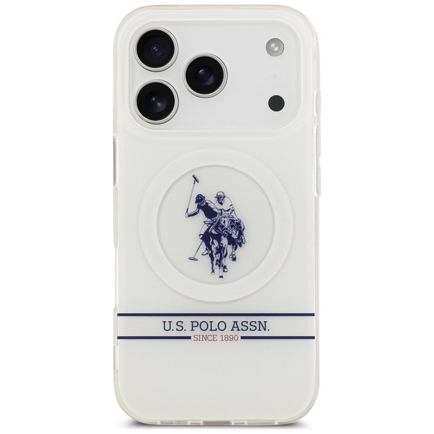 US Polo DH and Bottom Stripe Logo MagSafe Case for iPhone 17 Pro - White 2