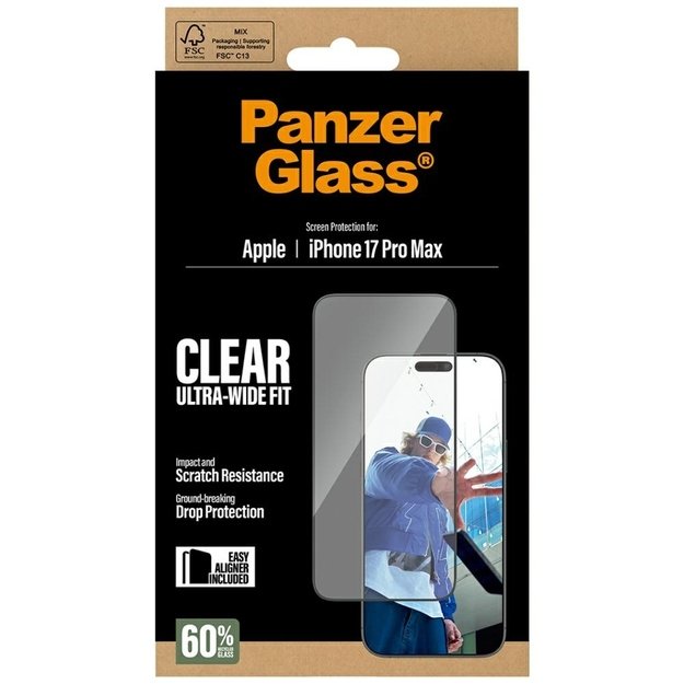 PanzerGlass Ultra-Wide Fit EasyAligner Tempered Glass for iPhone 17 Pro Max 4