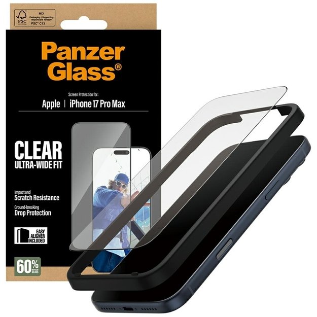 PanzerGlass Ultra-Wide Fit EasyAligner Tempered Glass for iPhone 17 Pro Max 3