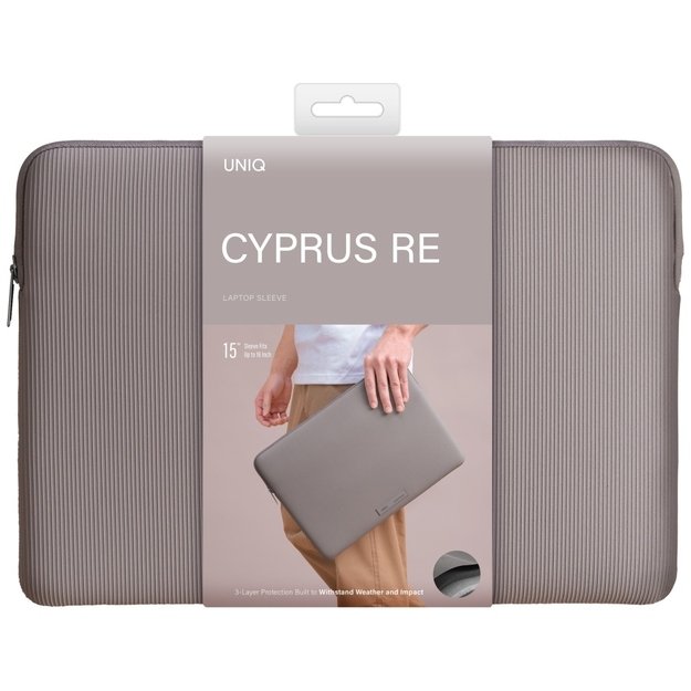 Uniq Cyprus Ridge Edition Laptop Sleeve for 16&quot  laptops, water-resistant neoprene - gray 6