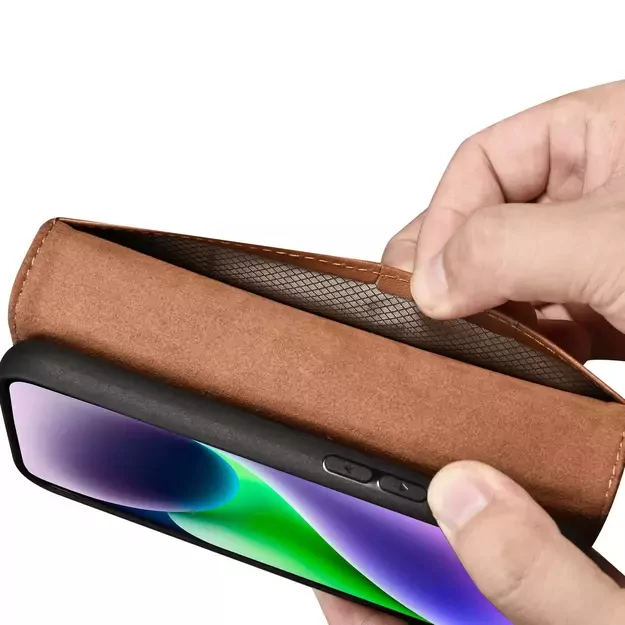 iCarer Wallet Case 2in1 Cover iPhone 14 Plus Anti-RFID Leather Flip Case Brown (WMI14220727-BN) 9