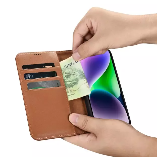 iCarer Wallet Case 2in1 Cover iPhone 14 Plus Anti-RFID Leather Flip Case Brown (WMI14220727-BN) 10