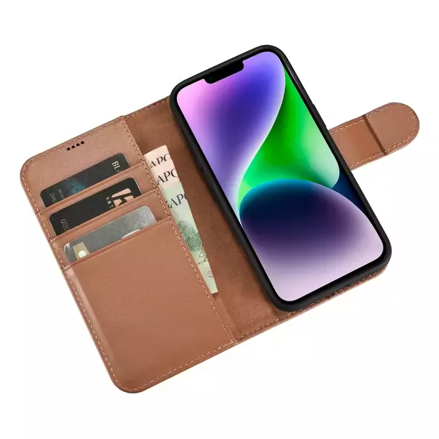 iCarer Wallet Case 2in1 Cover iPhone 14 Plus Anti-RFID Leather Flip Case Brown (WMI14220727-BN) 8
