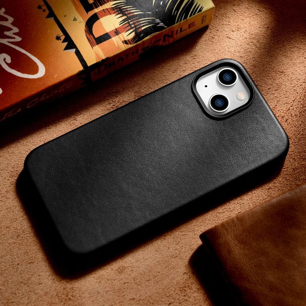 iCarer Case Leather cover for iPhone 14 Plus genuine leather case black (compatible with MagSafe) 5