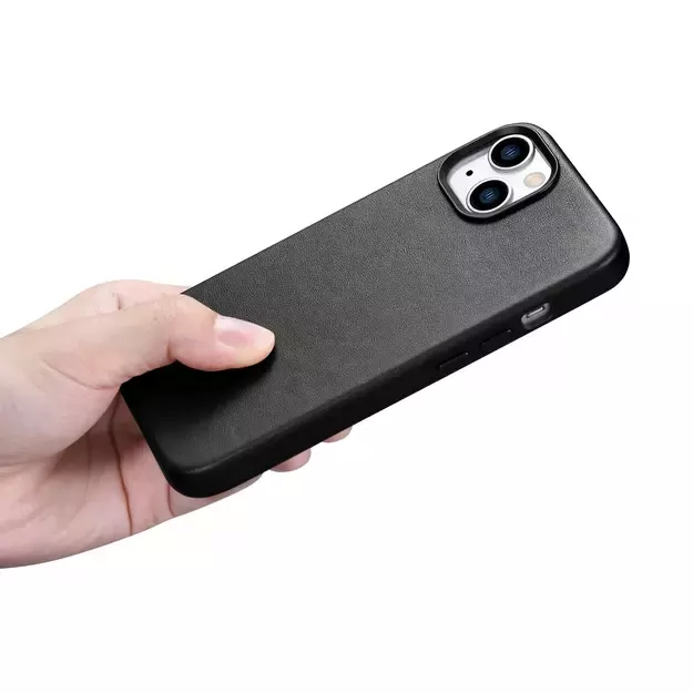 iCarer Case Leather cover for iPhone 14 Plus genuine leather case black (compatible with MagSafe) 37