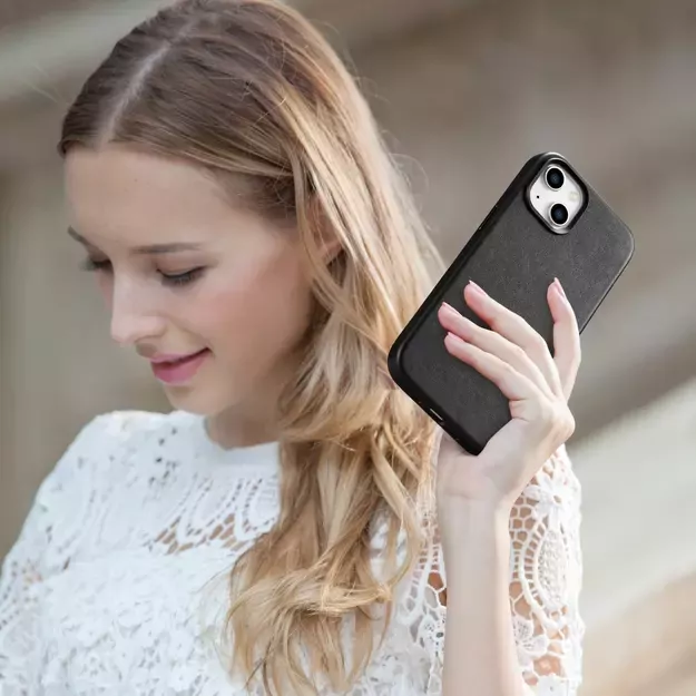 iCarer Case Leather cover for iPhone 14 Plus genuine leather case black (compatible with MagSafe) 38
