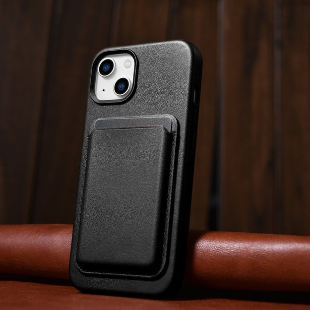 iCarer Case Leather cover for iPhone 14 Plus genuine leather case black (compatible with MagSafe) 4
