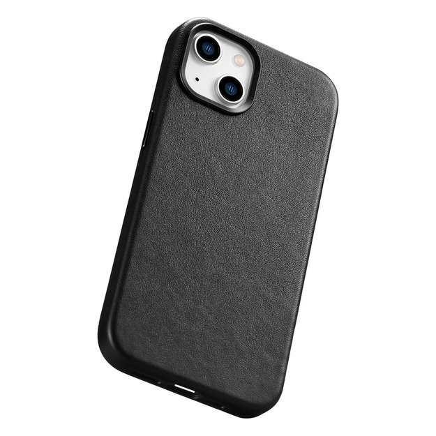 iCarer Case Leather cover for iPhone 14 Plus genuine leather case black (compatible with MagSafe) 1
