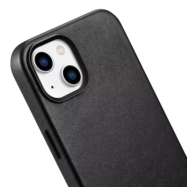 iCarer Case Leather cover for iPhone 14 Plus genuine leather case black (compatible with MagSafe) 24