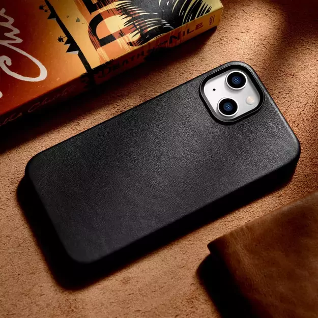 iCarer Case Leather cover for iPhone 14 Plus genuine leather case black (compatible with MagSafe) 32